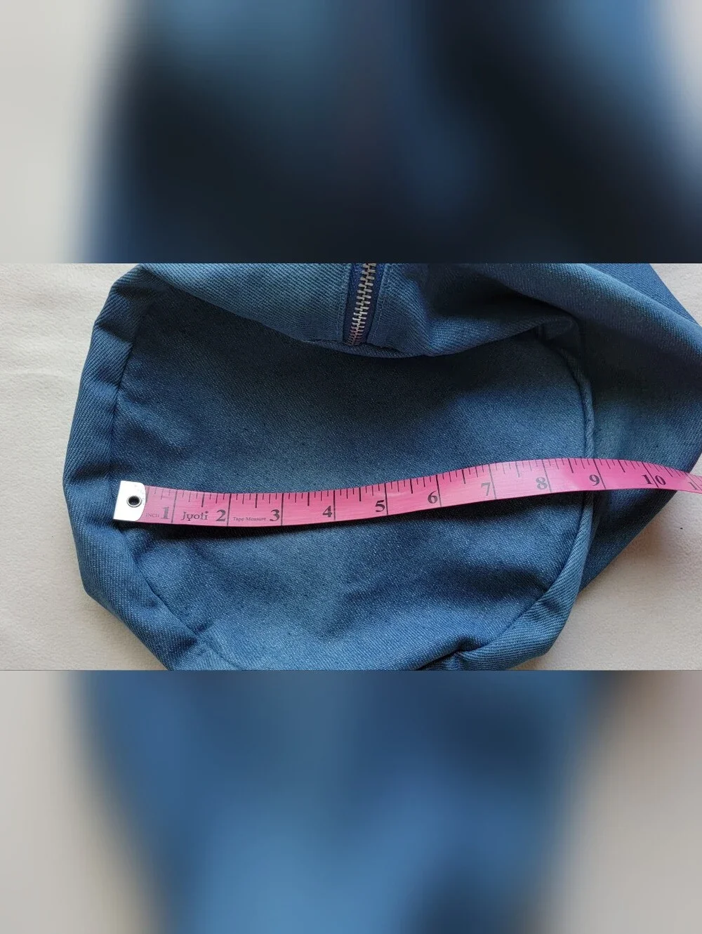 OCTOBRE/Sezane Blue Canvas Duffel Bag with Cream Handles